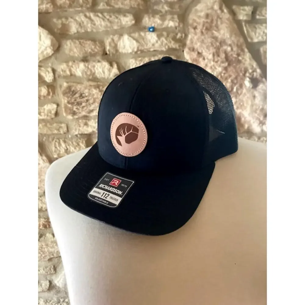 New! Black Buck Deer Trucker Hat - Richardson 112 Mesh Hat